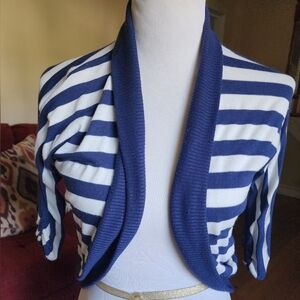 Forever 21 Blue and White Striped Shrug